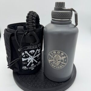 Iron Infidel 64oz Battle Flask Matte Gray Insulated H20 Bottle Tactical Carrier